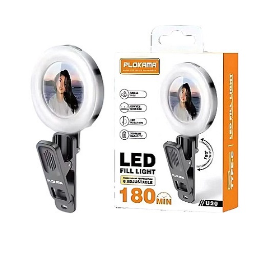 image Plokama Led Mini Avec Mirror Clip Selfie Ring Light U20