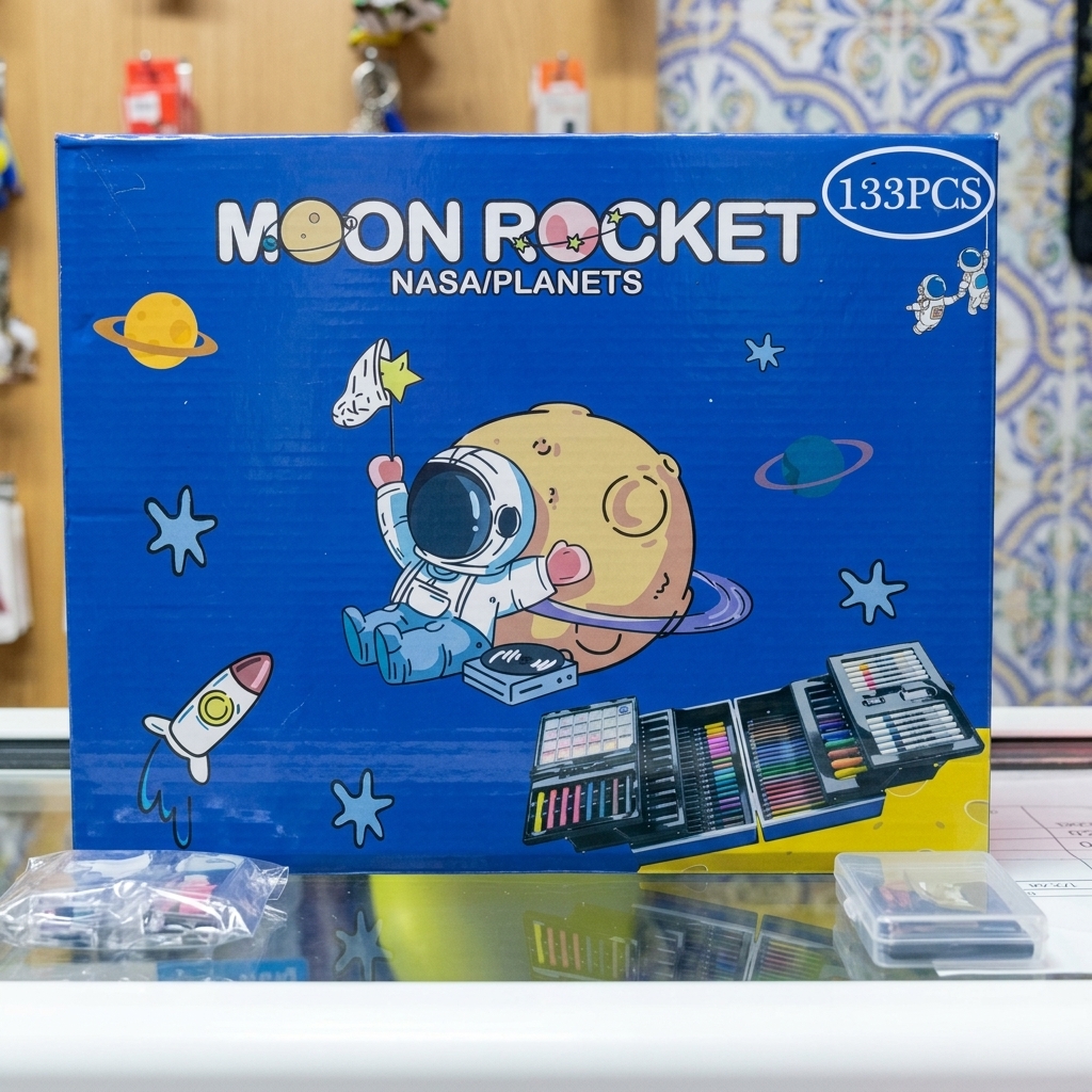 image Mallette Artistique Espace 133 Pcs, Moon Rocket