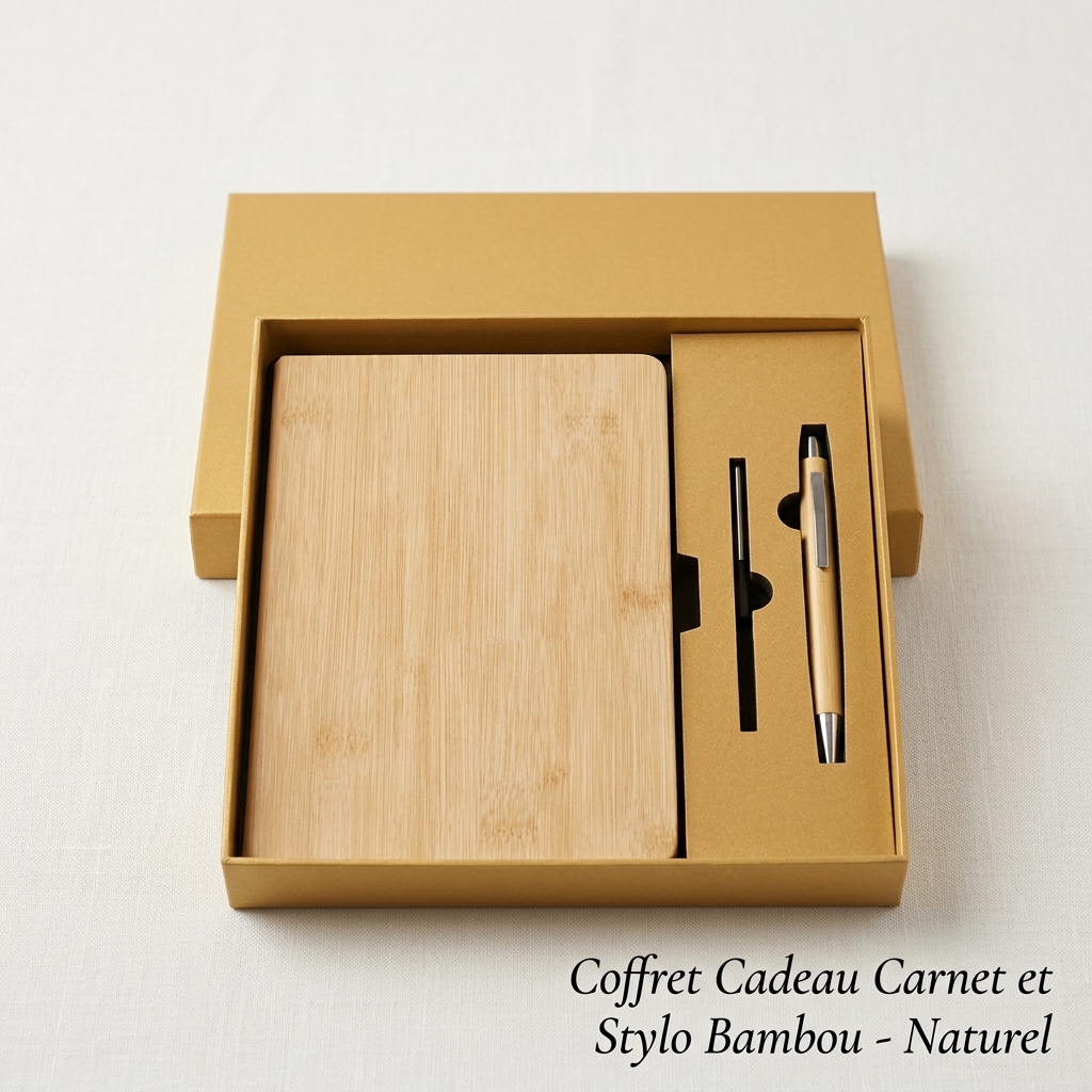 image Coffret Cadeau Carnet Et Stylo Bambou - Naturel
